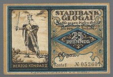 Notgeld - Glogau - Stadtbank Glogau (heute Gog&oacute;w in Polen) - 25 Pf. - 1922
