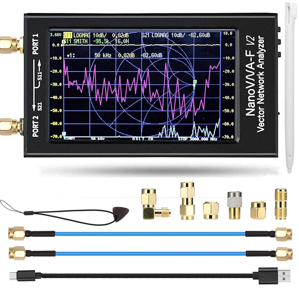 SEESII NanoVNA-F V2 Vektornetzwerkanalysator 50kHz-3GHz VHF UHF VNA Antennenanalysator