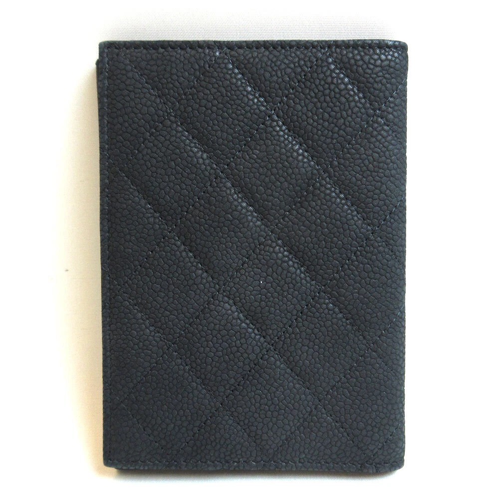 Chanel BLACK Caviar Passport Holder Wallet W/ Velvet Case FREE