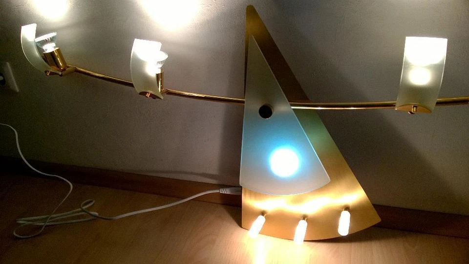 Vintage Grossmann Design Wandleuchte Messing Milchglas Kunst Gallerie LEDs + TOP - Bild 1 von 1
