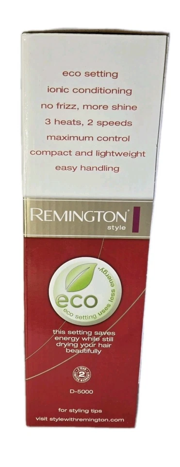 NEW - Remington D-5000 Compact Ionic Travel Hair Dryer - 1875 W - 3 Heat Setting - Image 3 of 3