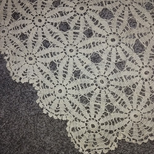 Vintage Asymmetrical White Lace Doily 17in. x 16in. - Picture 2 of 13