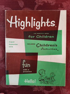 Rare HIGHLIGHTS Children's magazine August-September 1973 Activities Puzzles!