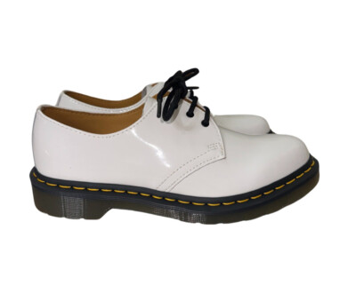 Dr Martens 1461 Women's Bex White Smooth Patent Leather Platform Oxfords New