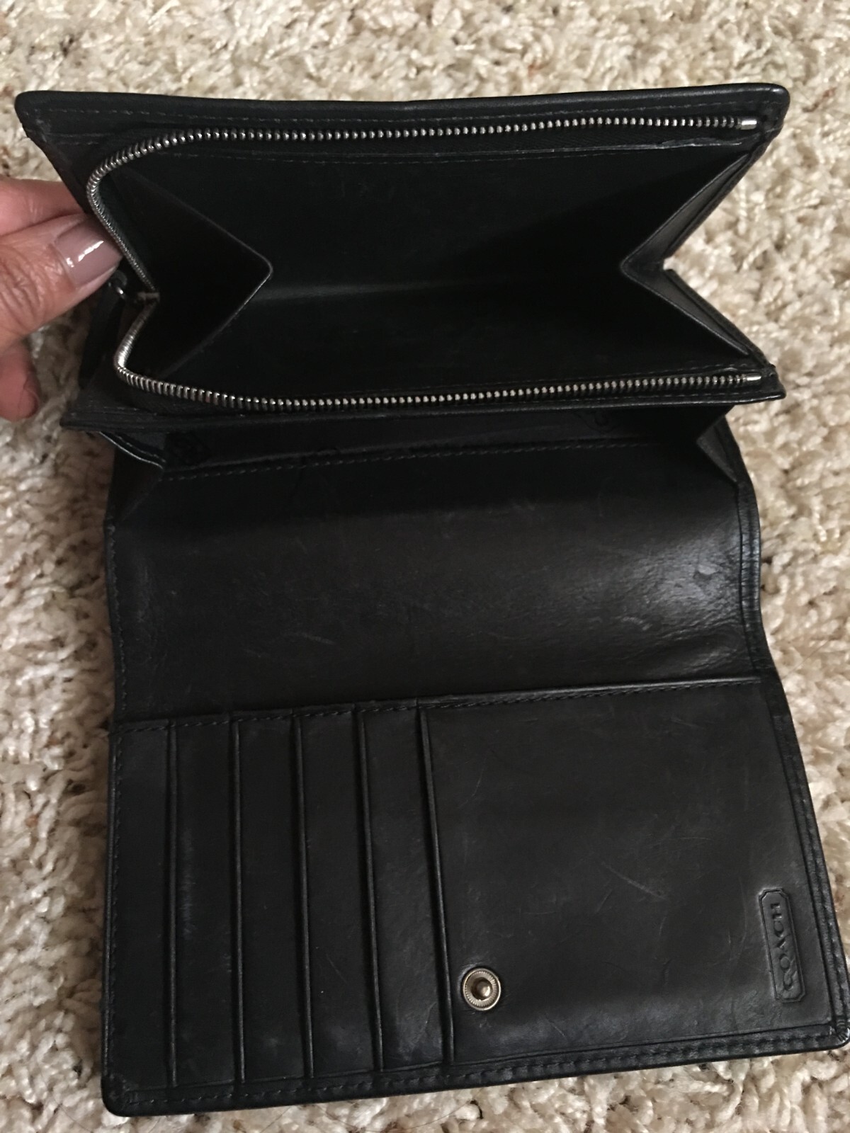 Coach Black Leather Bifold Wallet Gem