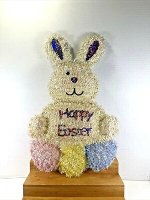 ESTATE Vintage 1980's  19'' Easter Bunny Tinsel Wall/Door Decor PLEASE READ