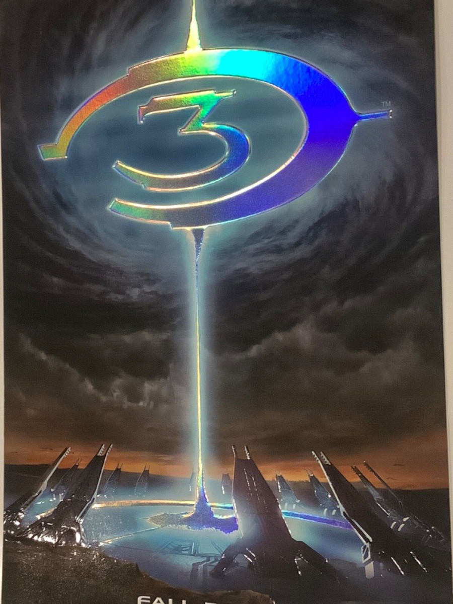 Halo 3 rare Store glass window Promo Poster Xbox New Mint