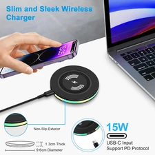 15W Wireless Charger Fast Charging Pad for Samsung Galaxy Iphone Google Pixel