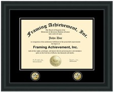 Graduation diploma frame university two medallion logo college framing degree