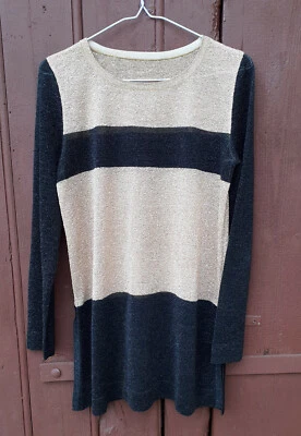 PULL TUNIQUE FEMME NOIR ET OR TAILLE 38 - Photo 1/2