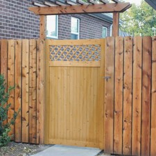 Image of Privacy Wooden Door Garden Gate Pedestrian Fence Gate Decorative Trellace Top
