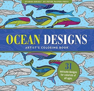 OCEAN DESIGNS ADULT COLORING BOOK (31 STRESS-RELIEVING By Peter Pauper Press NEW