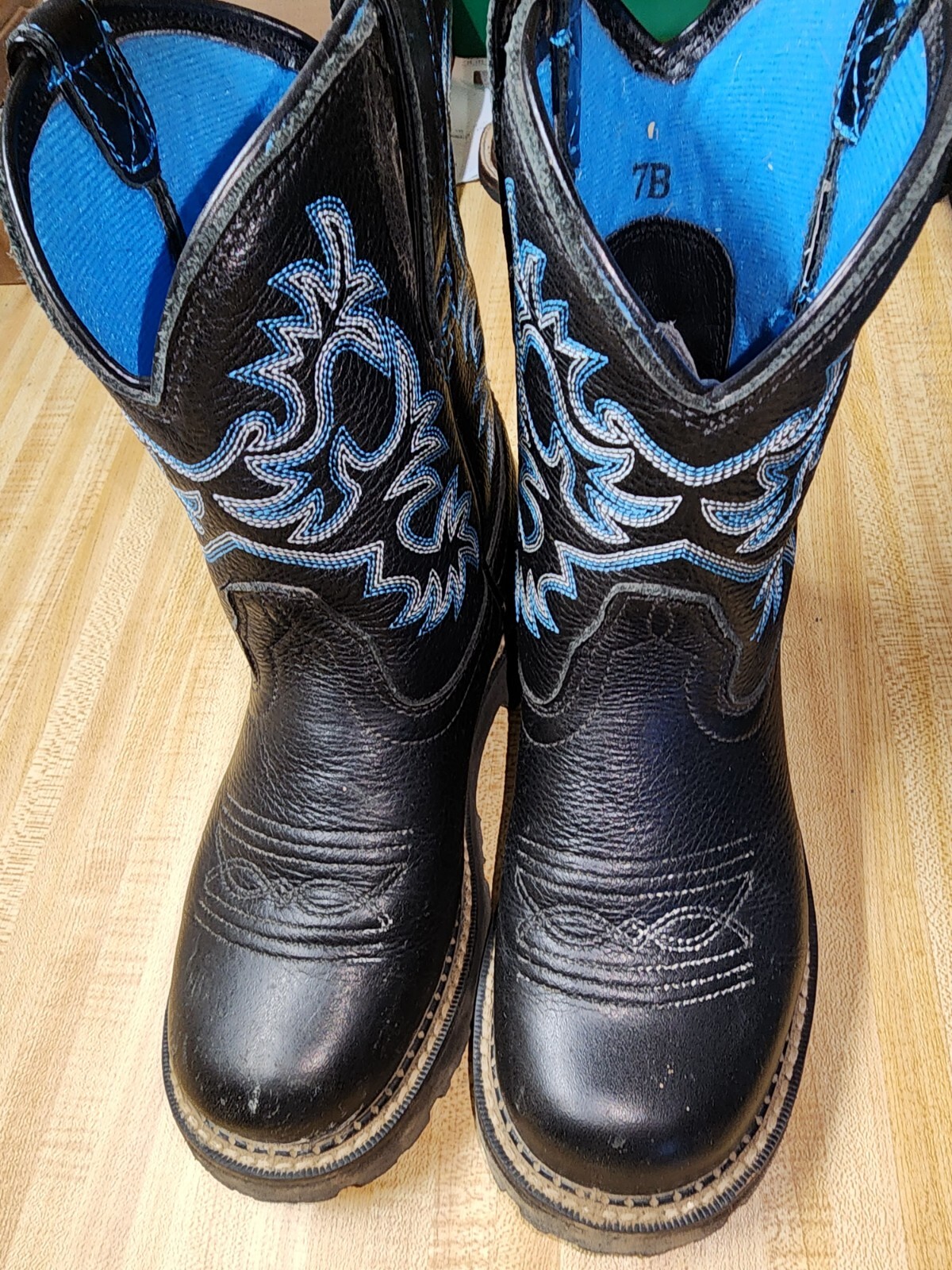 Ariat Fat Baby 14788 Black Embroidered Leather Western Cowboy Boots
