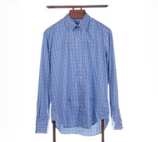 ROBERT GRAHAM X Blue Gingham Tailored Fit Flip Cuff Foulard Trim Sport Shirt L