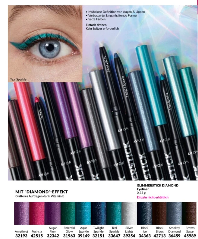 Avon Glimmerstick Diamonds  Eyeliner Auswahl  Smokey Eye tolle Farben Glanz - Bild 2 von 3