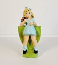 Rare - Glazed Ceramic Mid-Century Girl Figurine Art Vase / Planter / Decor (USA)
