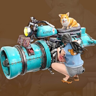 #ad #ad 76mm resin figure model Science Fiction Girls and Flying Motorcycles Unassembled $34.64