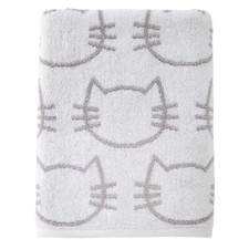 Cat Bath Towel White/Gray
