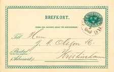 SCHWEDEN 1895, "GÖTEBORG L.Br." K1 klar a. 5 (FEM) Öre grün GA-Postkarte, Kab.