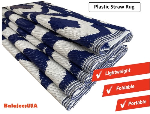 BalajeesUSA Outdoor Patio Rugs Reversible Waterproof Plastic Straw RVCamper Blue - Picture 17 of 22
