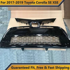 Front Upper & Bumper Grille for 2017 2018 2019 Toyota Corolla SE XSE 2pc Black