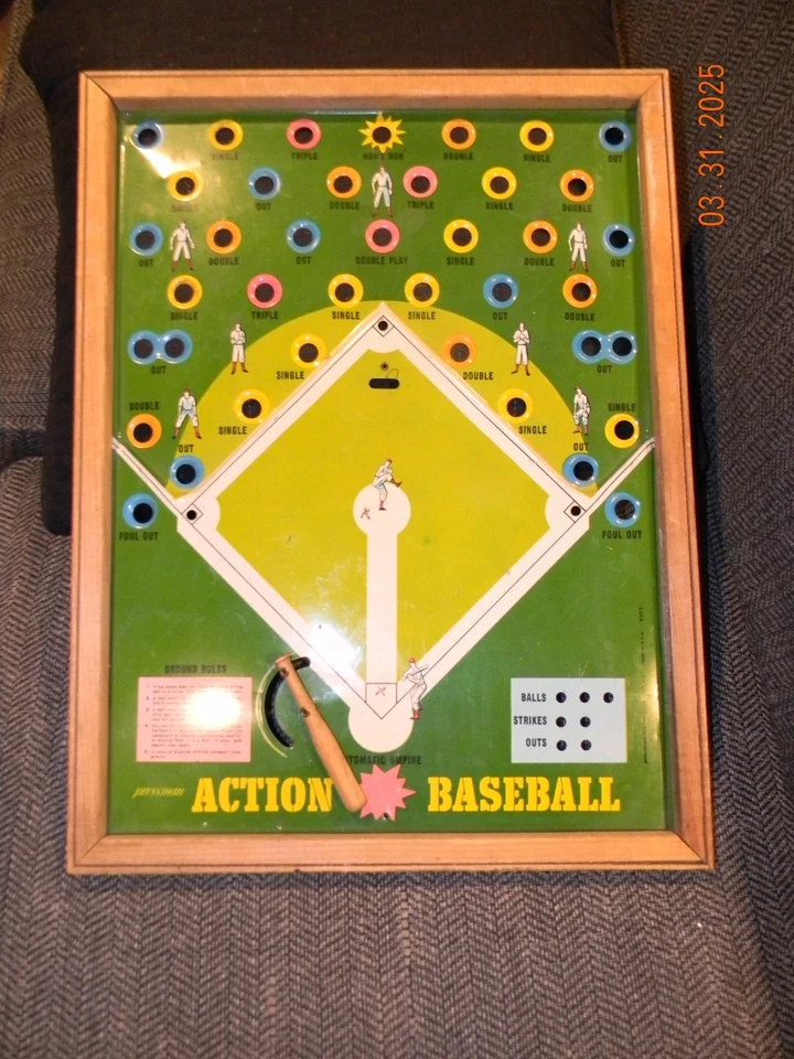 Cofre magnético vintage de beisebol placa de dardo traseiro em T - Imagem 2 de 4