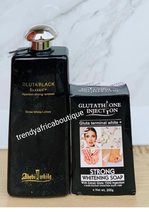 Abebi white Gluta Black Snow White Body Lotion & Exfoliating soap effective  👌