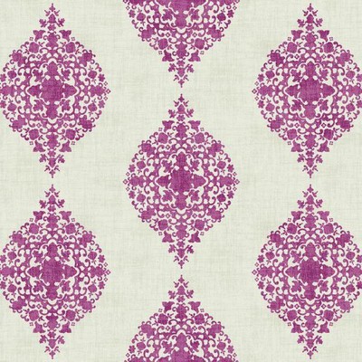 Wallpaper Designer Modern Moroccan Pink Fushia Medallion Damask, 56 sq ft bolt