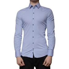DOLCE & GABBANA Shirt Light Blue Cotton Slim Fit SICILIA Dress 38/US15/XS 350usd
