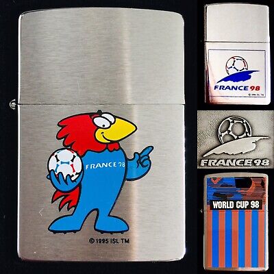 Rare Boxed Official Holographic “France 98” Football World Cup Zippo  Lighter Set