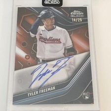 2023 Topps Chrome Black Tyler Freeman Orange Auto /25 Encased Guardians Rookie