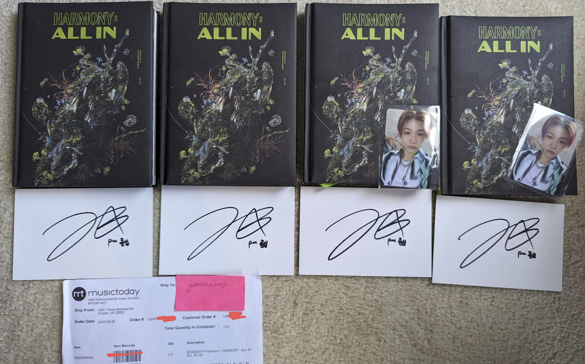 P1Harmony All In hello82 Official Jongseob Signed Autographed Postcard + Album P1Harmony All In hello82 Official Jongseob Signed Autographed Postcard + Album