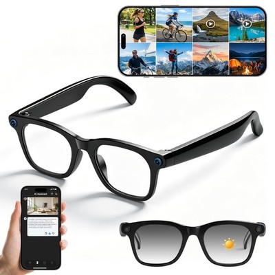 AI Smart Glasses with Camera,AI Voice Assistant,8MP/1080P HD Video & Audio Re...
