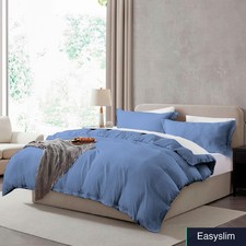 Full Duvet Cover Set 3-Piece Soft Microfiber Calm Blue Pillow Shams