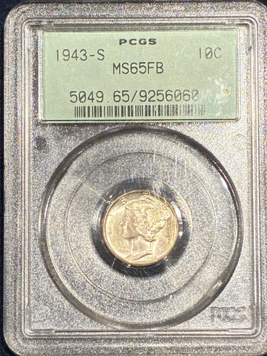 1943-S Mercury Dime PCGS MS65 FB - Old Green Label