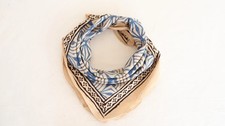 Indian Block Print Bandana   Handcrafted Cotton   Boho Festival Natural Scarf