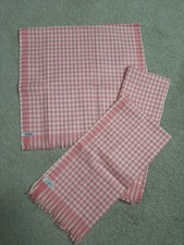 Vintage 3 armaty różowe Gingham kuchenne ręczniki do herbaty bawełna 15 "x 29" 