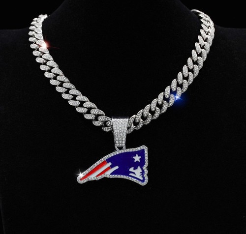 New England Patriots Edelsteinkette Halskette - Silber oder Gold Cuban Link - 24" Kette - Bild 8 von 8