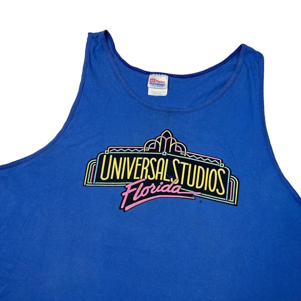 Camiseta sin mangas Universal Studios vintage años 90 gráfica puntada única azul adulto XXL Foto 3 de 4
