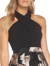 Eliza J NWT Black Halter Top Size 6 Criss Cross Neck Sleeveless Nordstrom