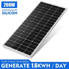 PFCTART 200W 12V Monocrystalline Solar Panel High Efficiency PV Power Home RV