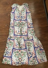 ANN TAYLOR LOFT Maxi Dress Size Medium Cotton Poplin Summer Spring Mermaid Print