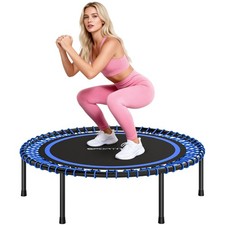 Fitness Trampolin 114 cm Blau Schwarz Stahlrahmen