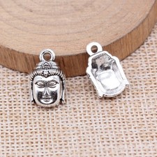 Clearance 30PCS Antique Silver Tone Buddha Head Charm Pendant GGS325