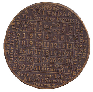 1792 CALENDAR 37MM BRASS MEDAL AUCTION STARTS AT £1 [8]