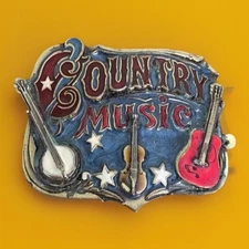 Vintage 1982 The Great American Buckle Co Country Music No 919 Brass & Enamel