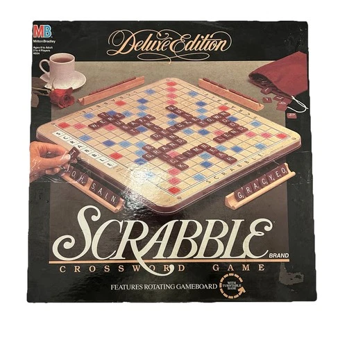 VINTAGE Scrabble Deluxe Edition COMPLETE Milton Bradley 1989 Crossword Word Game