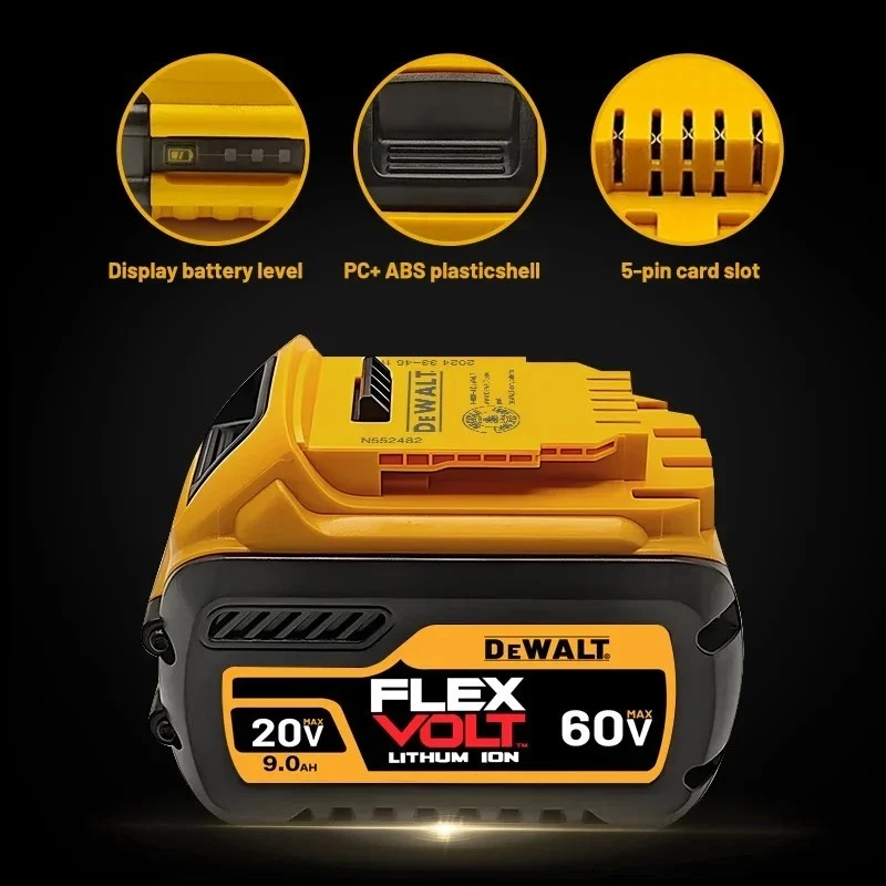 Original DEWALT 20V/60V 9.0Ah Battery DCB200 DCB205 DCB206 DCB209 Flexvolt - image 2 of 4
