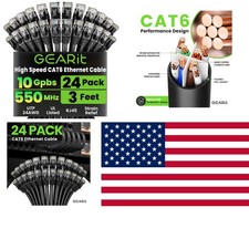 3ft Snagless Cat 6 Ethernet Cables - 24-Pack for Home  Office Networking Needs