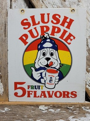 VINTAGE SLUSH PUPPIE PORCELAIN SIGN OLD FROZEN ICEE BEVERAGE COLD ICE COLA DRINK